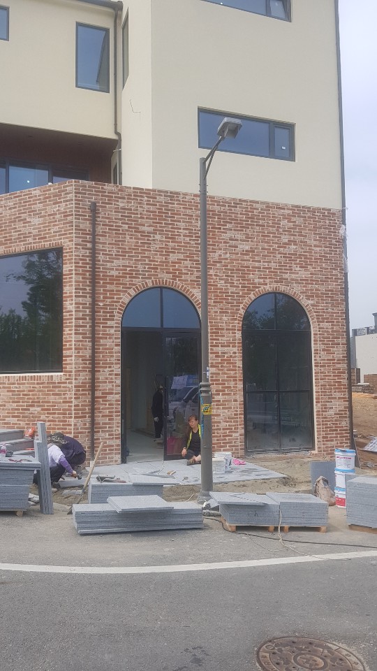 오리지널 적고벽돌타일 시공 사례, 아이보리 줄눈