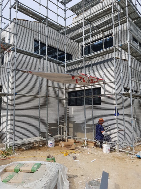 아산 롱브릭타일 화이트 시공 현장